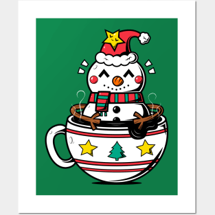 Snowman in a Cup Posters and Art